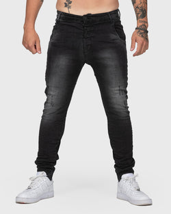 BLACK TAPERED JEANS T6 - indi-man