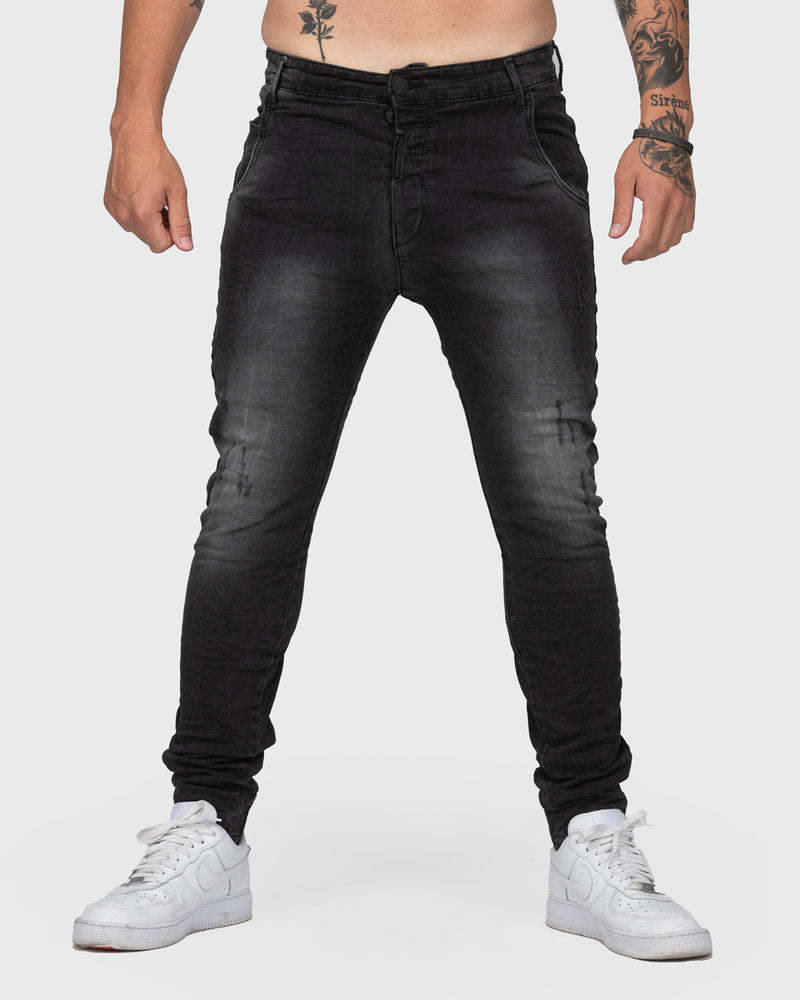 BLACK TAPERED JEANS T6 - indi-man