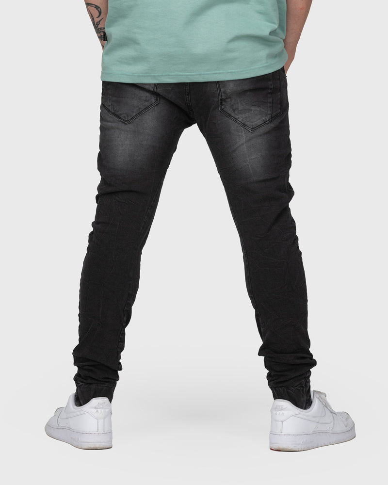 BLACK TAPERED JEANS T6 - indi-man