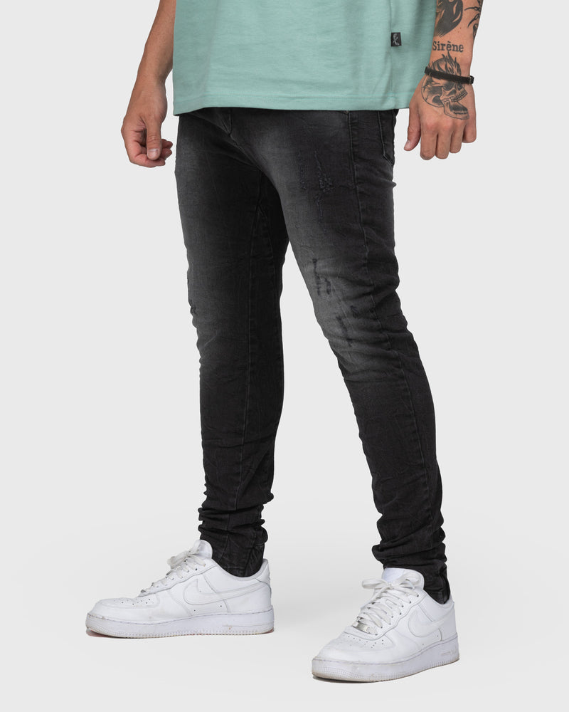 BLACK TAPERED JEANS T6 - indi-man